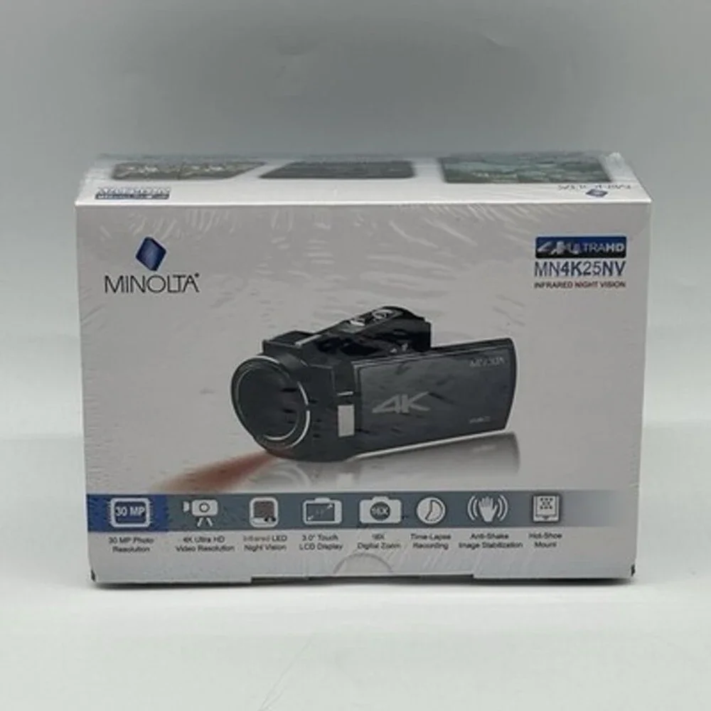 Minolta MN4K25NV Camcorder 4K Ultra HD Night Vision LCD Touch 16x Zoom - New!